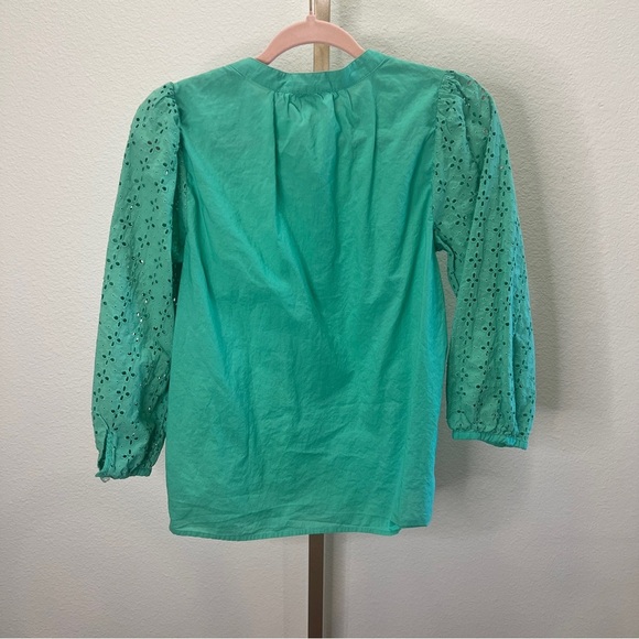 J. Crew Eyelet detail Button Down Blouse Venetian Green MP - Picture 5 of 5